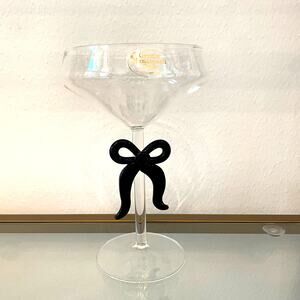 Black Bow Coupe Glass Holiday Glam Barware NEW